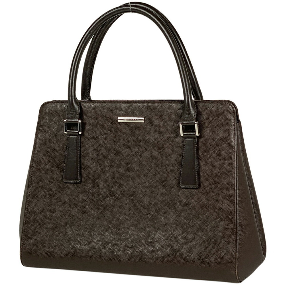 Burberry logo handbag tote bag leather brown
